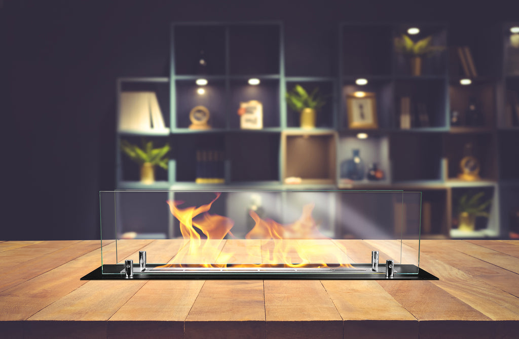 Biofireplace built-in insert 65 cm black matte with glass