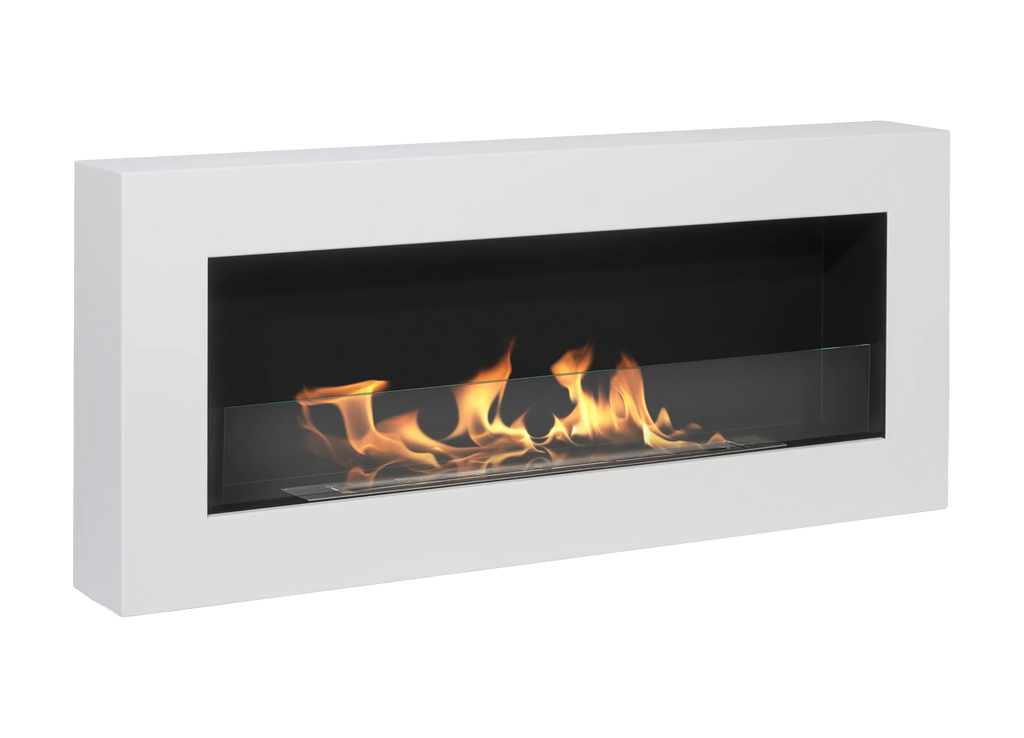 Biofireplace hanging with glass 900x400 Box white structural matte