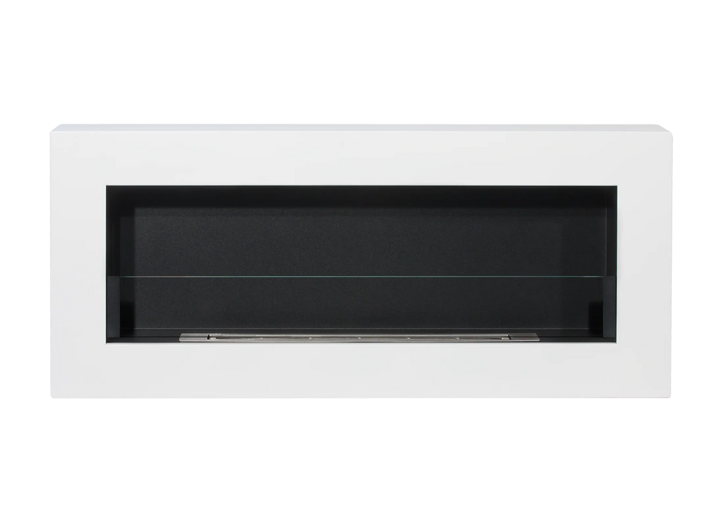 Biofireplace hanging with glass 900x400 Box white structural matte