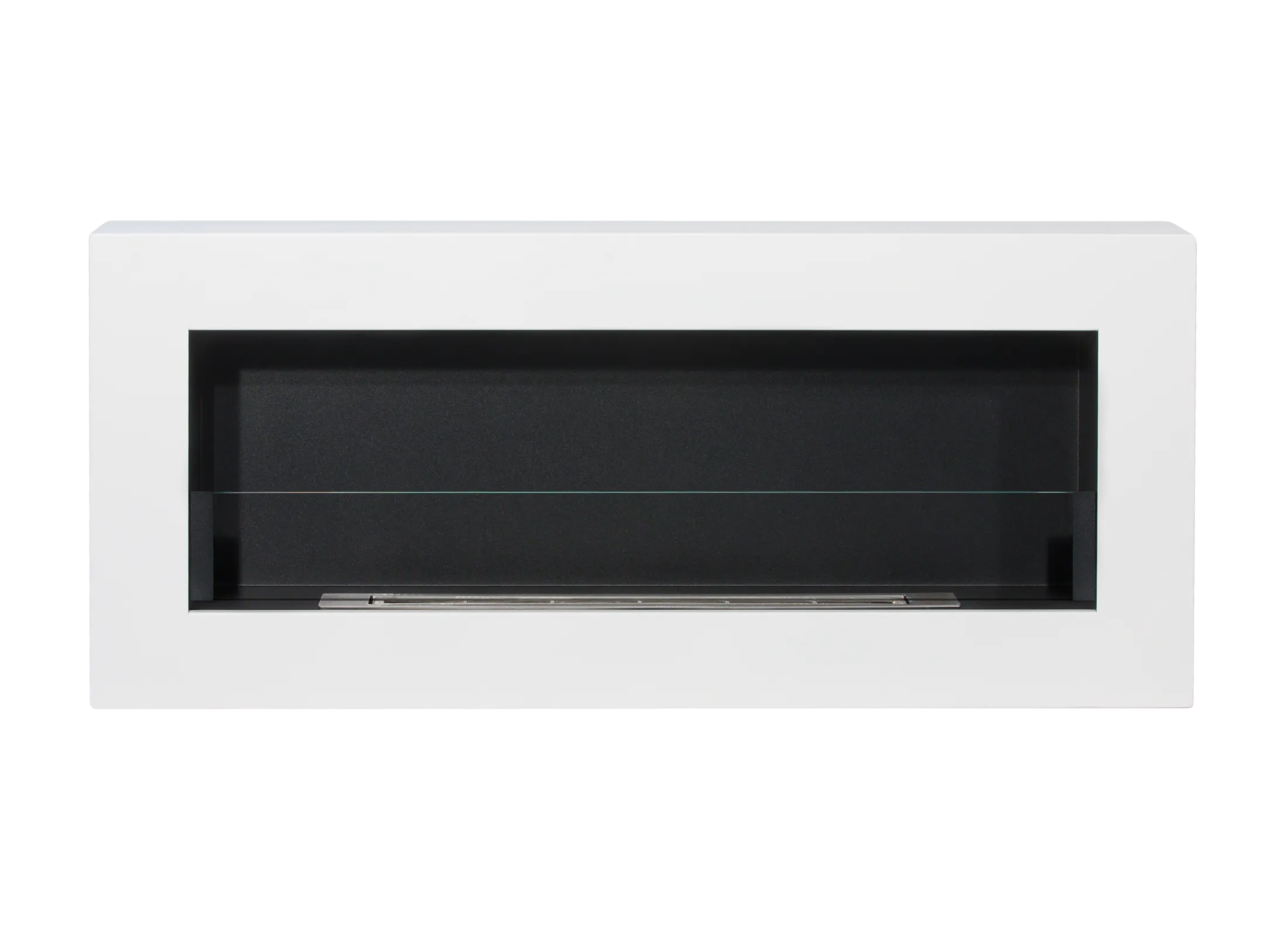 Biofireplace hanging with glass 900x400 Box white structural matte