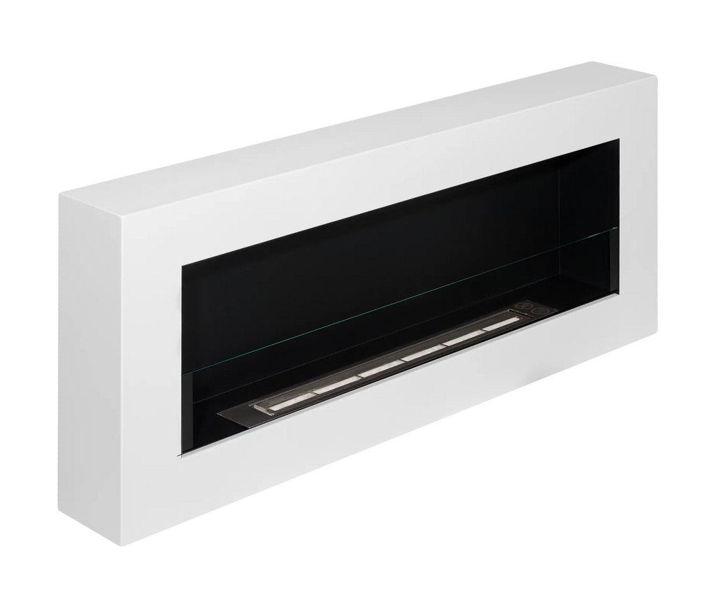 Biofireplace hanging with glass 900x400 Box white structural matte
