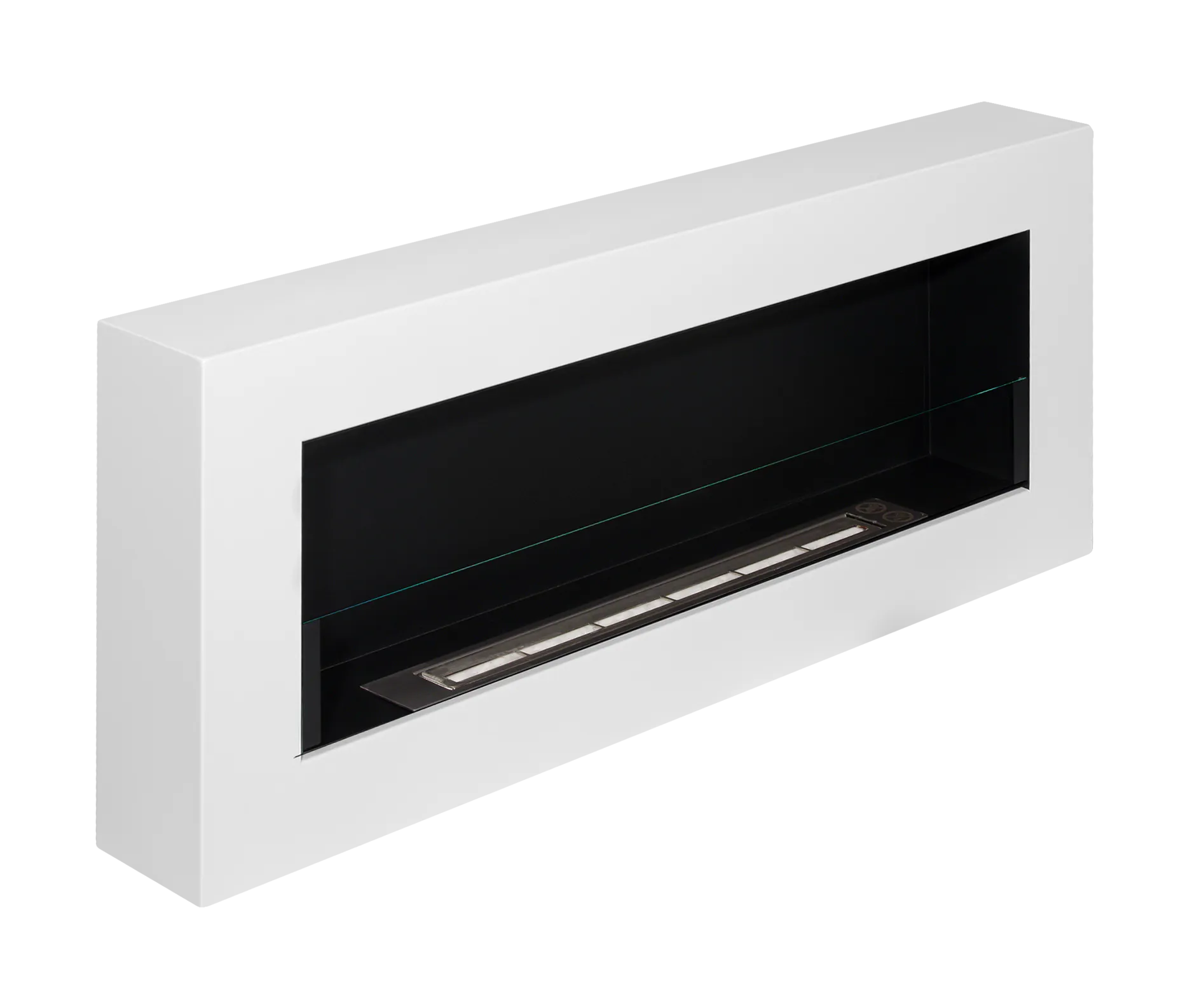 Biofireplace hanging with glass 900x400 Box white structural matte