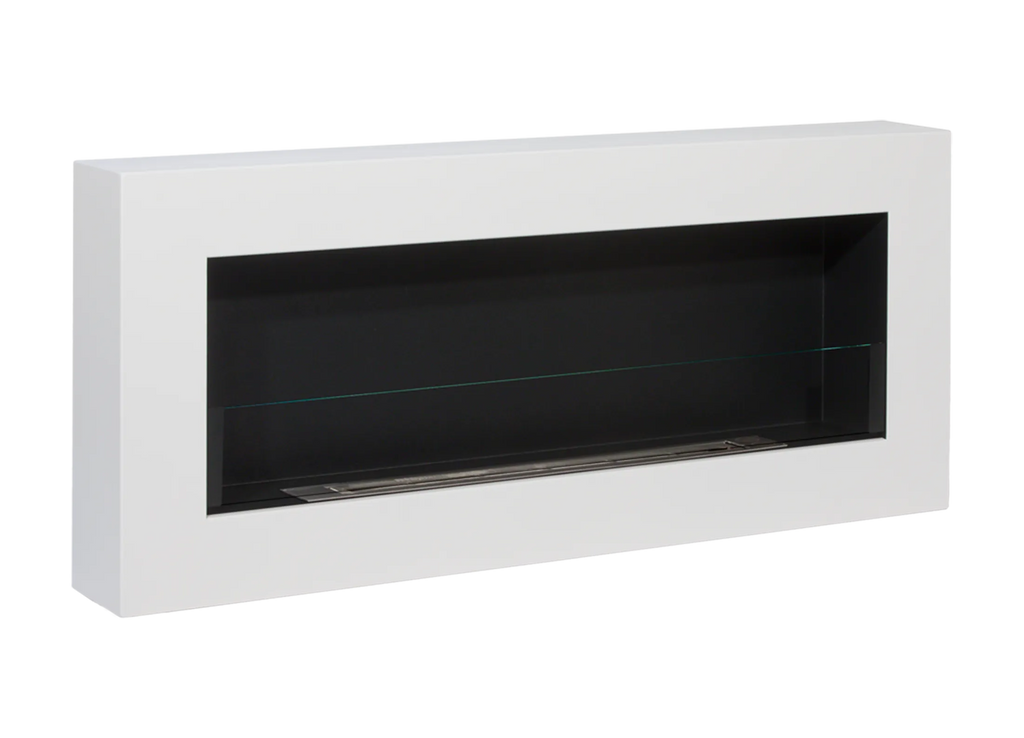 Biofireplace hanging with glass 900x400 Box white structural matte