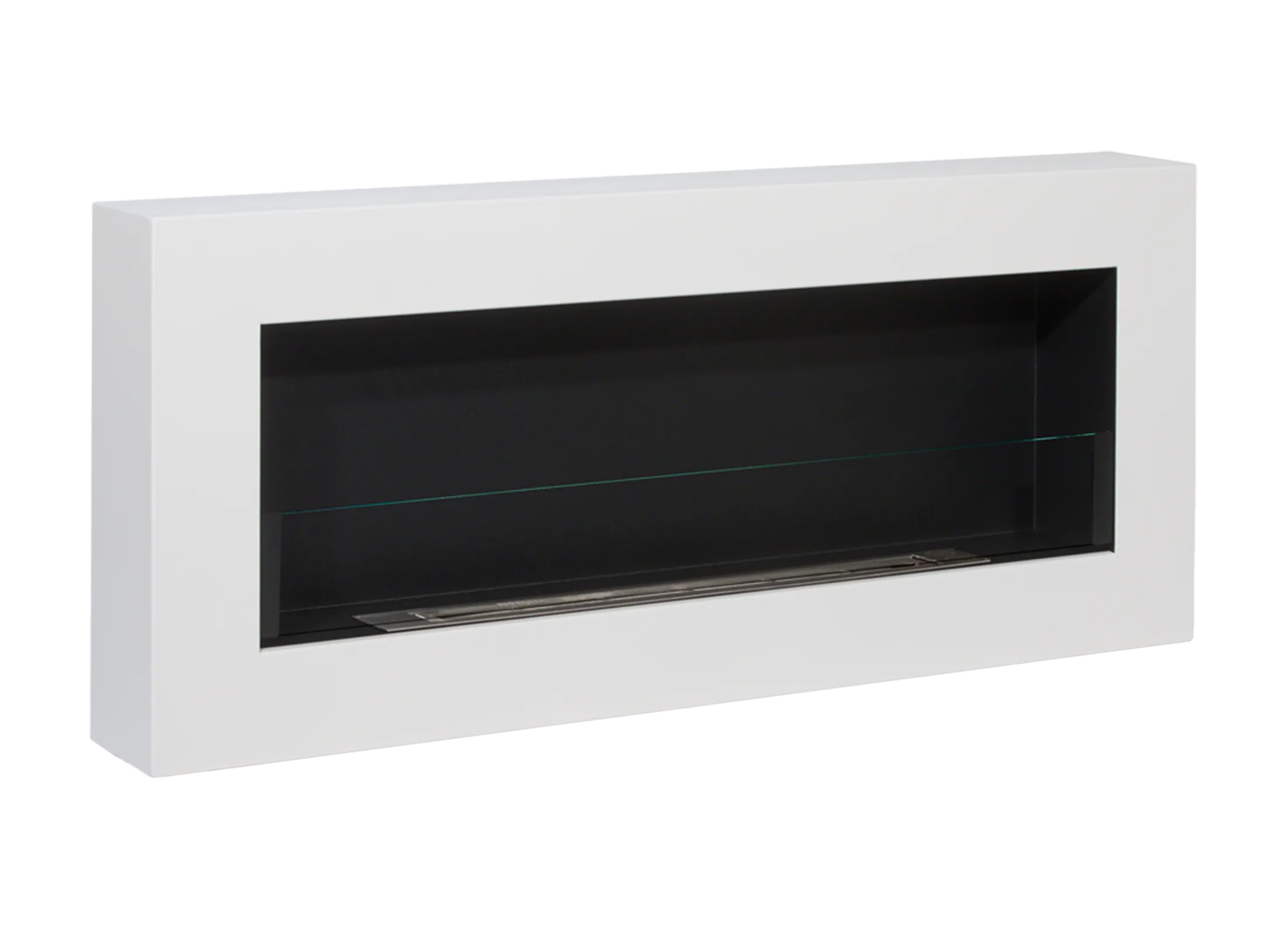 Biofireplace hanging with glass 900x400 Box white structural matte
