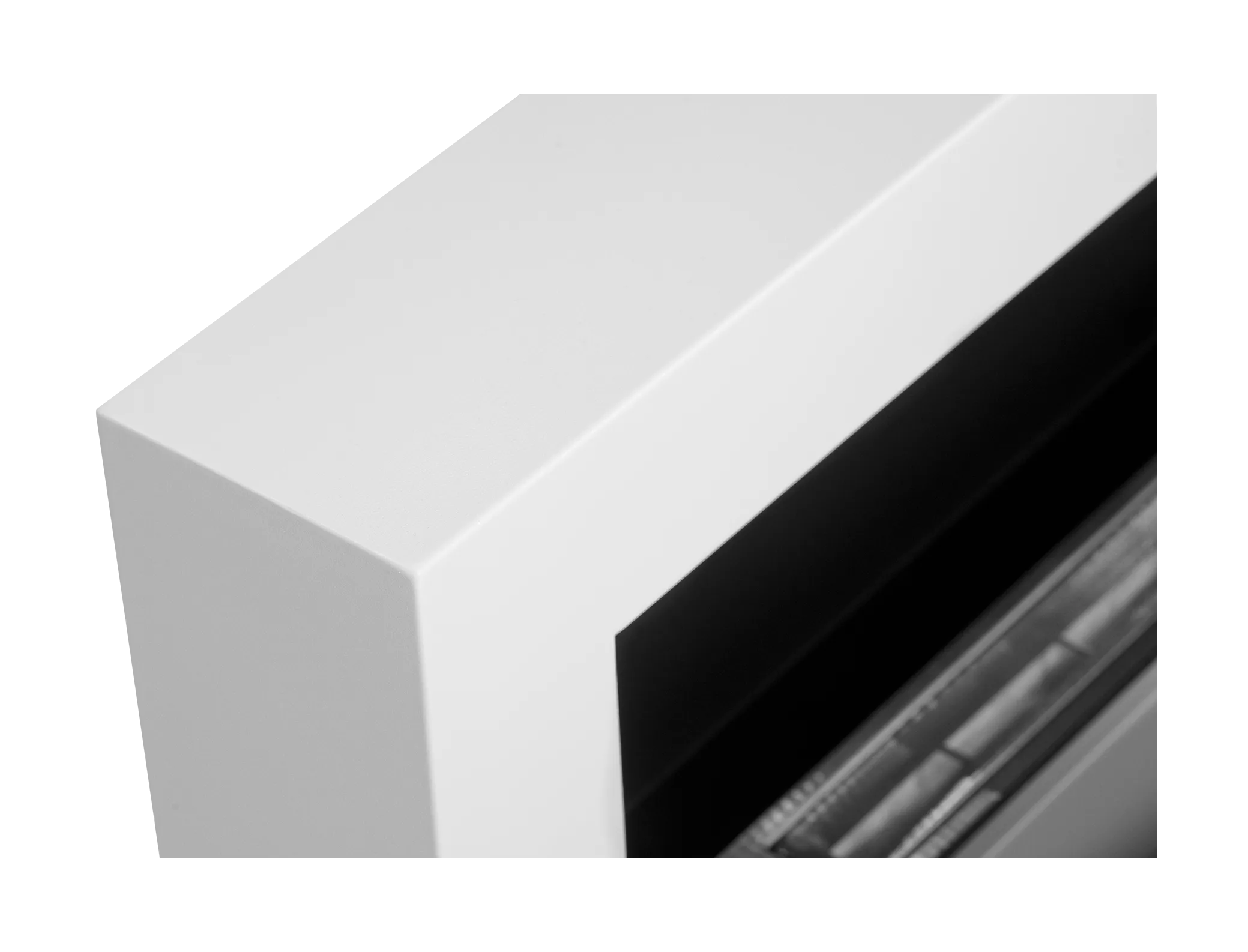 Biofireplace hanging with glass 900x400 Box white structural matte