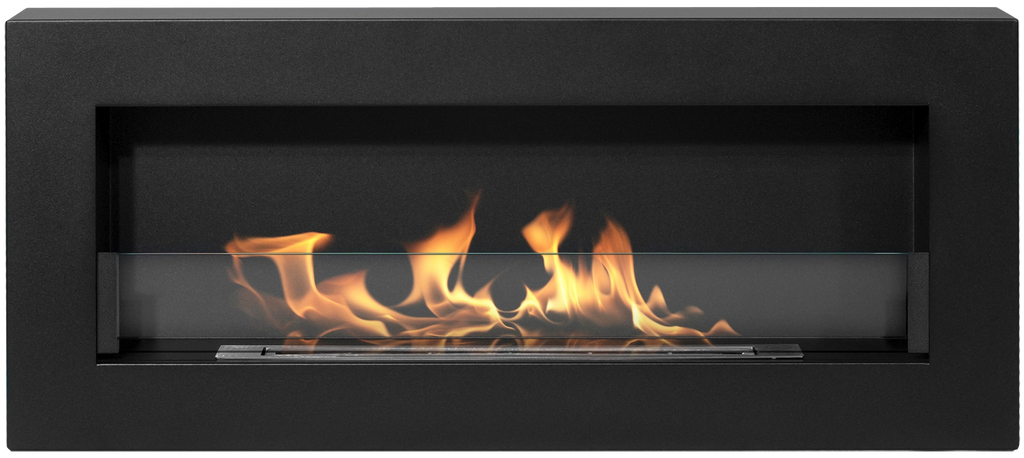 Biofireplace hanging with glass 900x400 Box black structural matte