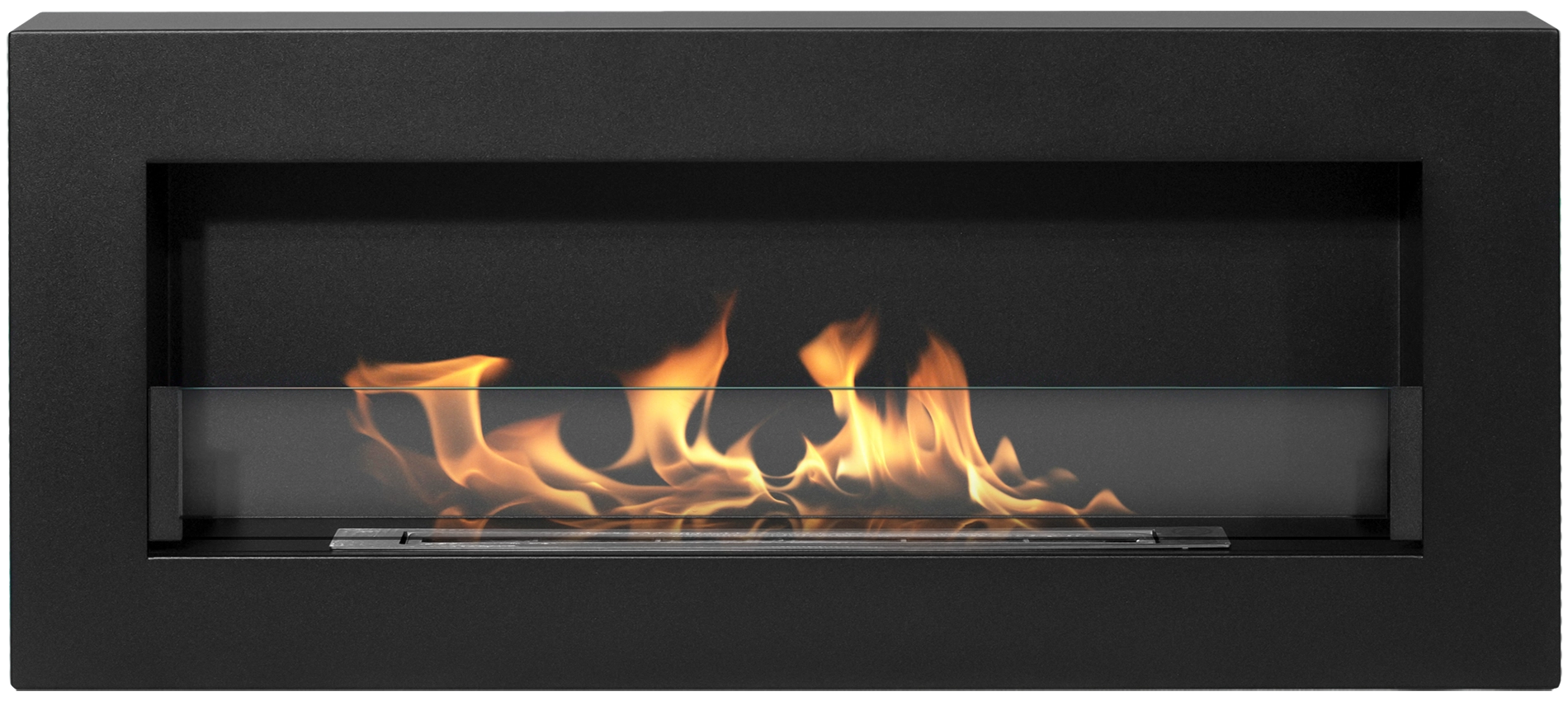 Biofireplace hanging with glass 900x400 Box black structural matte