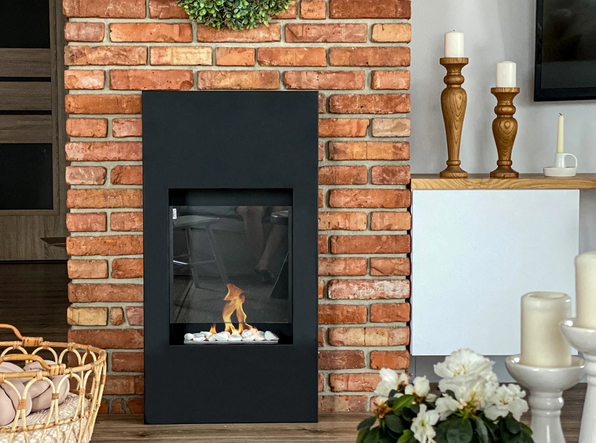 Biofireplace portal Modern black structural matte