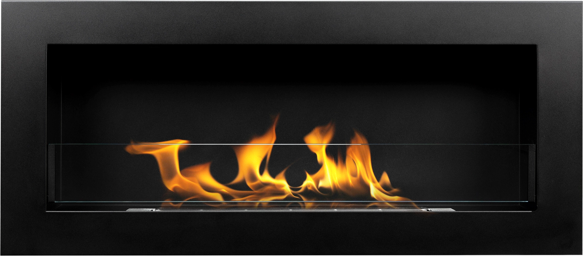 Biofireplace hanging with glass 900x400 Slim black structural matte