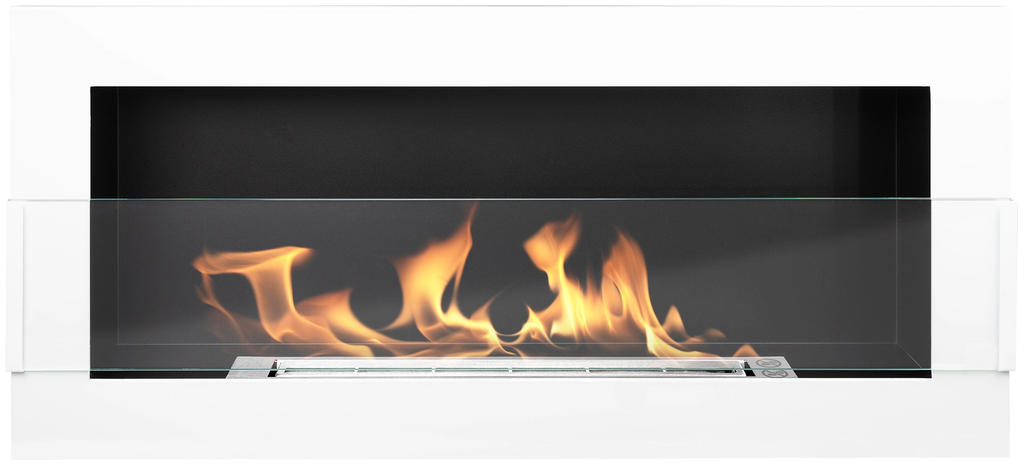 Biofireplace hanging with glass 900x400 white gloss