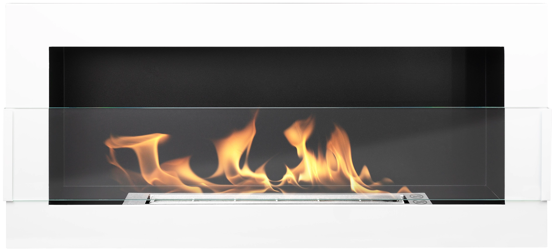 Biofireplace hanging with glass 900x400 white gloss