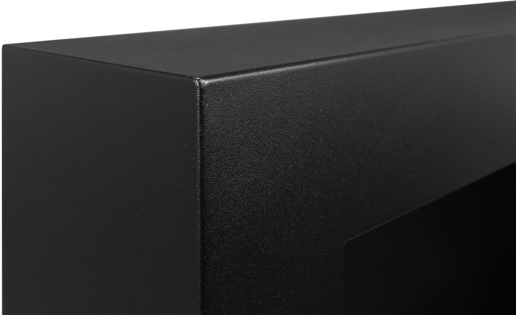 Close-up of a black biofireplace with a matt finish