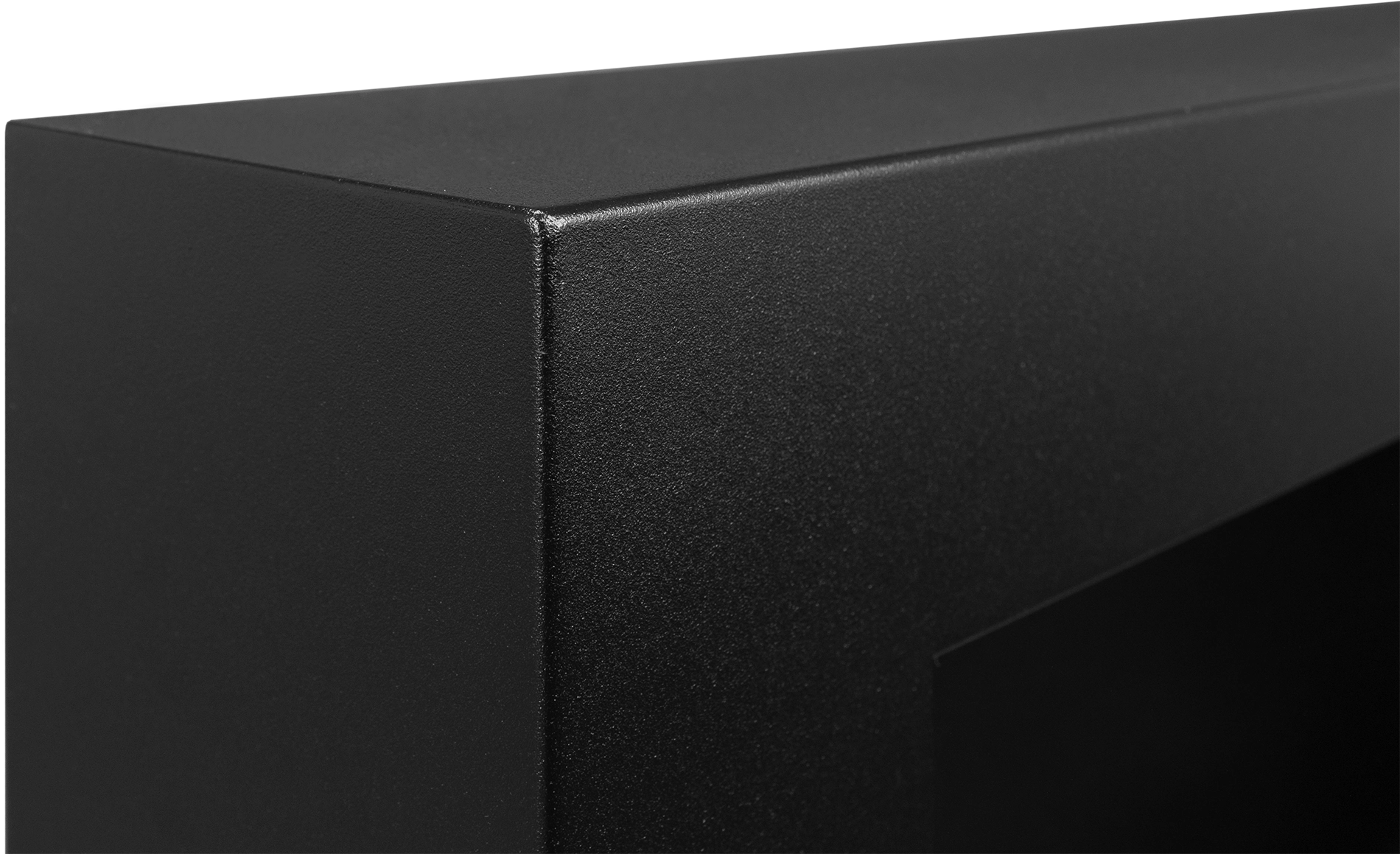 Close-up of a black biofireplace with a matt finish