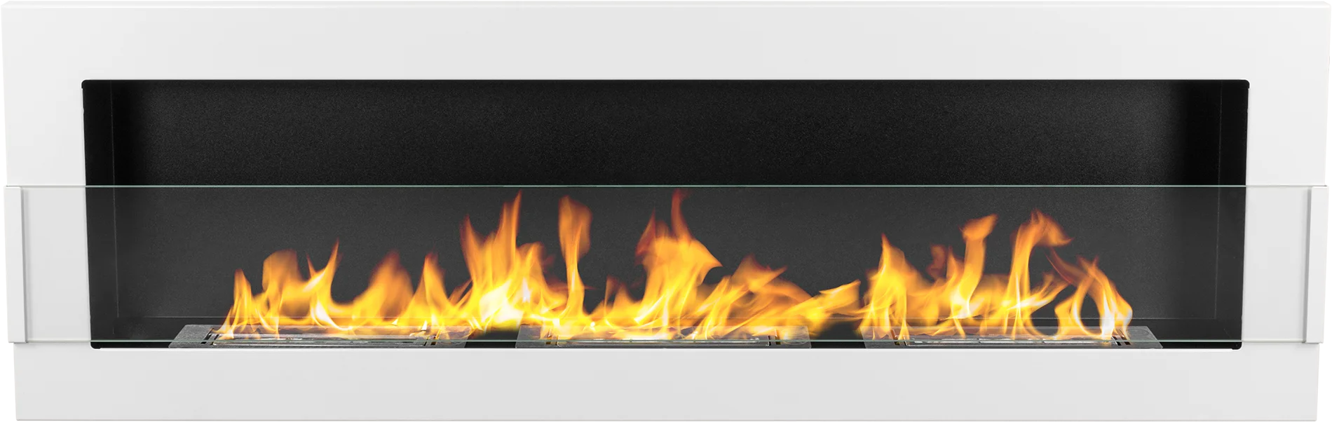 Biofireplace hanging 1200x400 white gloss with glass