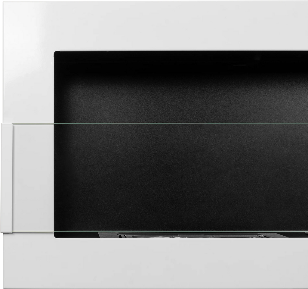 Biofireplace hanging 1200x400 white gloss with glass