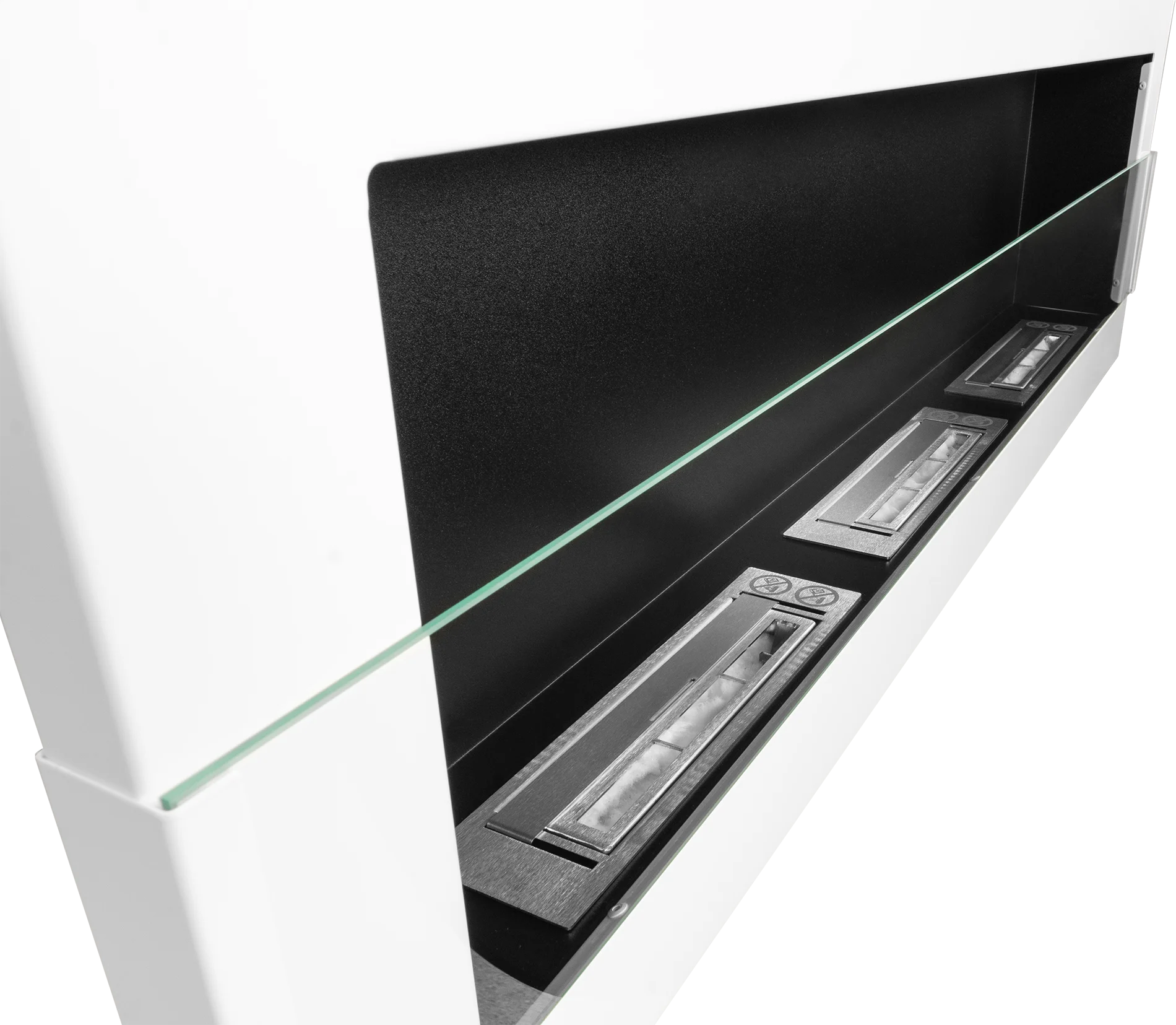 Biofireplace hanging 1200x400 white gloss with glass