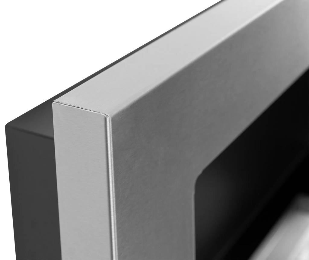 Close-up of a inox corner with a matt surface