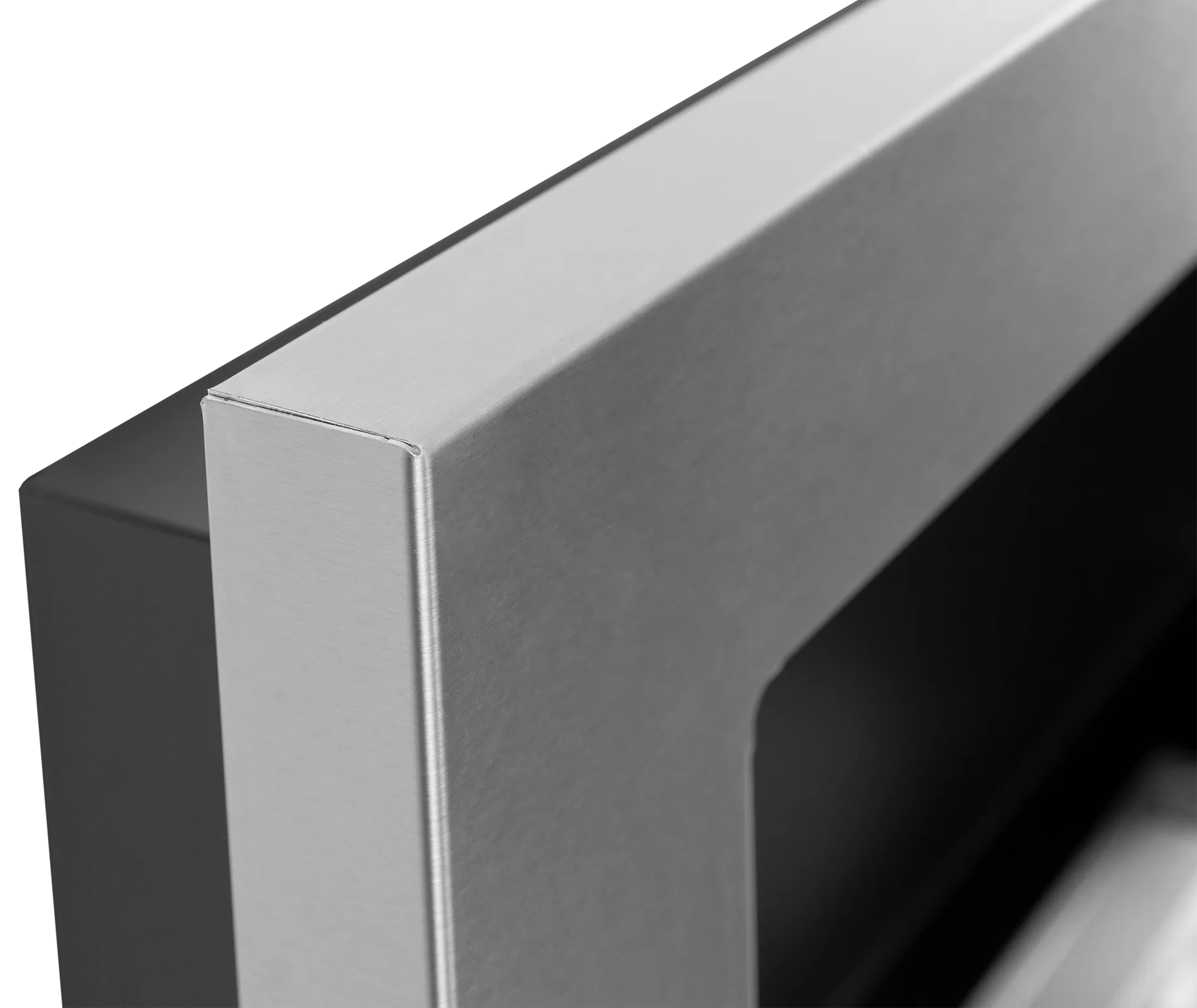 Close-up of a inox corner with a matt surface