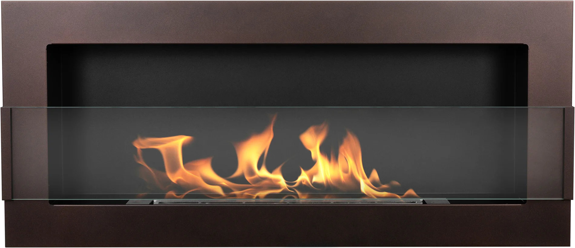 Biofireplace hanging with glass 900x400 brown