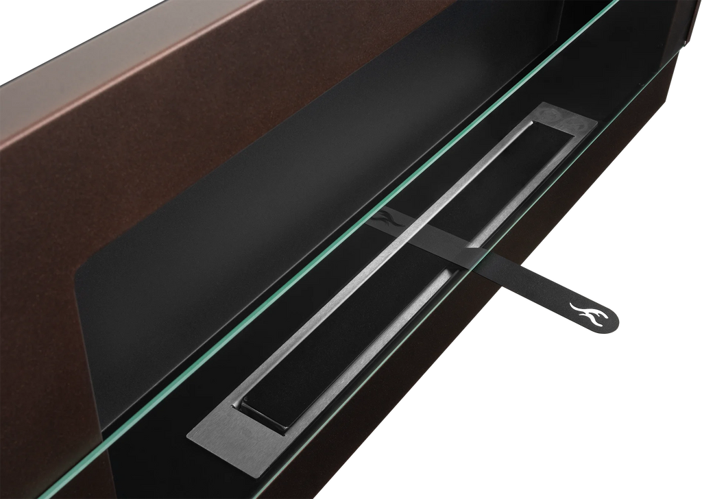Biofireplace hanging with glass 900x400 brown