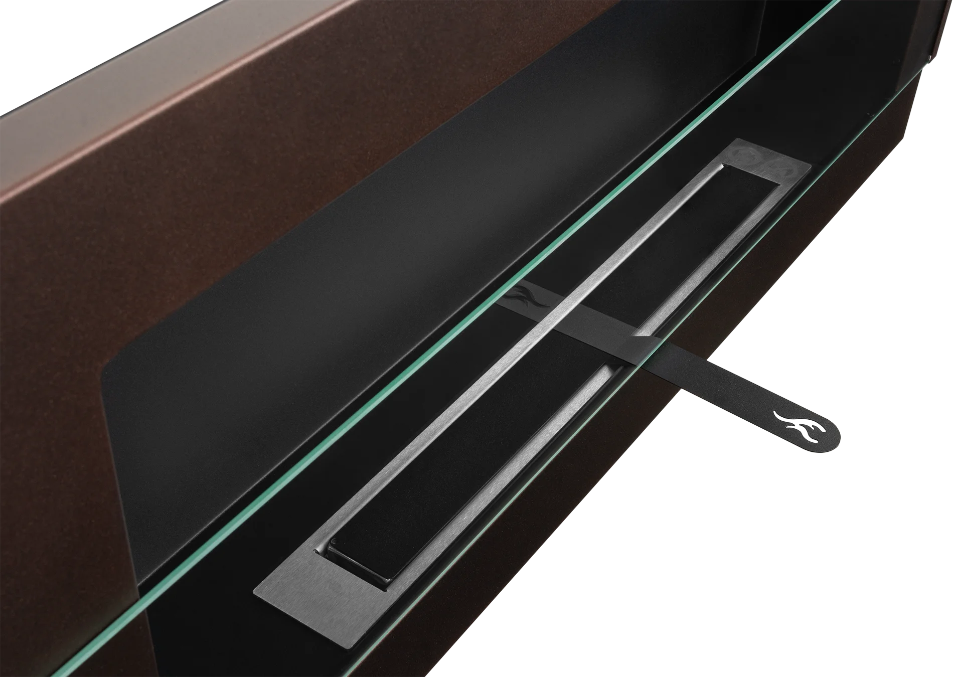 Biofireplace hanging with glass 900x400 brown