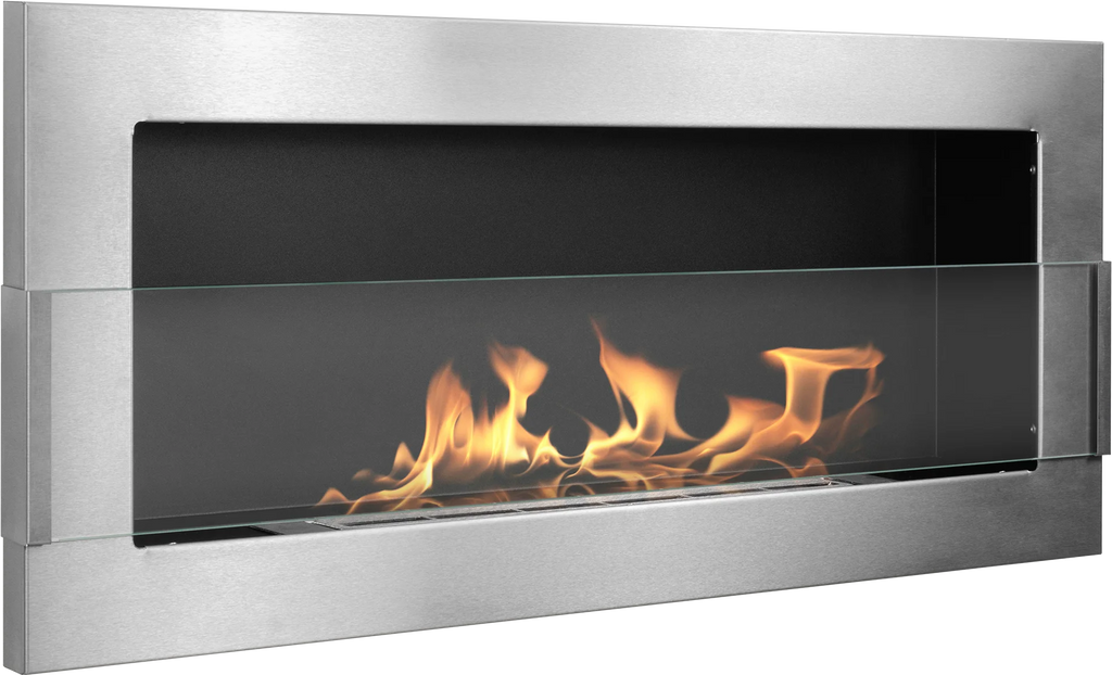 Biofireplace hanging with glass 900x400 inox-silver