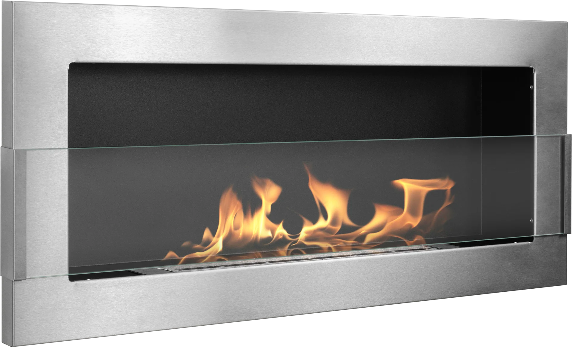 Biofireplace hanging with glass 900x400 inox-silver