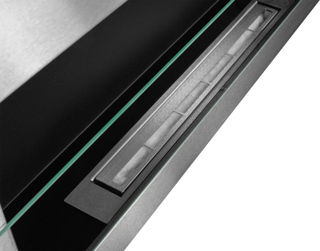 Biofireplace hanging with glass 900x400 inox-silver