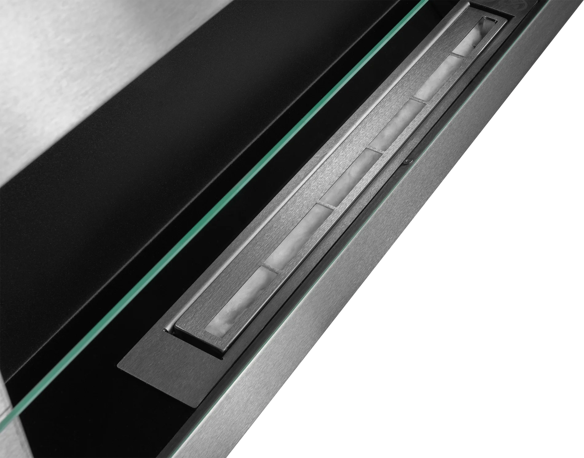 Biofireplace hanging with glass 900x400 inox-silver