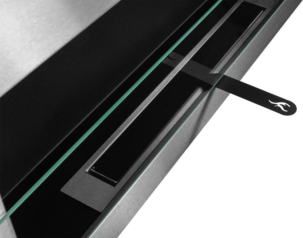 Biofireplace hanging with glass 900x400 inox-silver