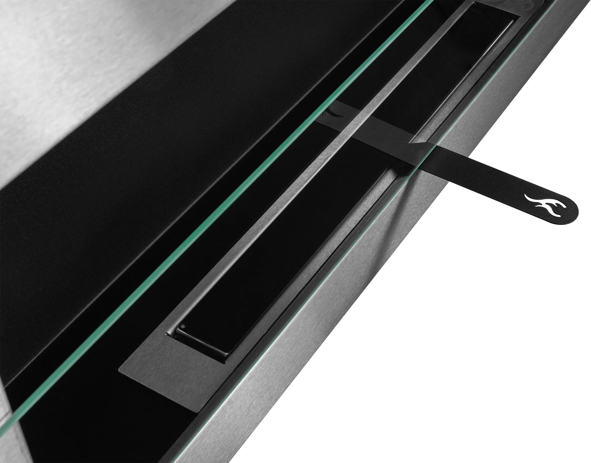 Biofireplace hanging with glass 900x400 inox-silver