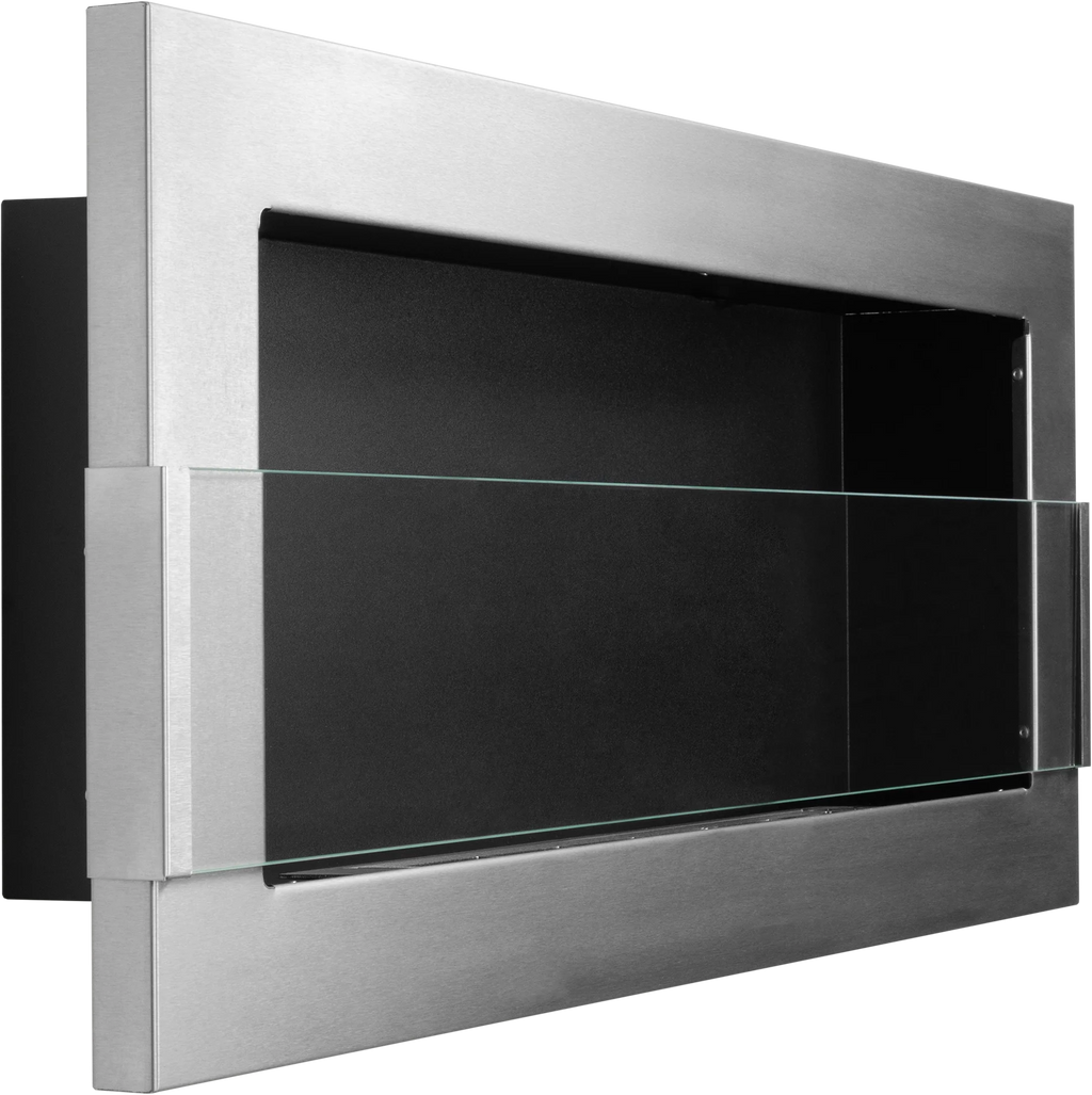 Biofireplace hanging with glass 900x400 inox-silver