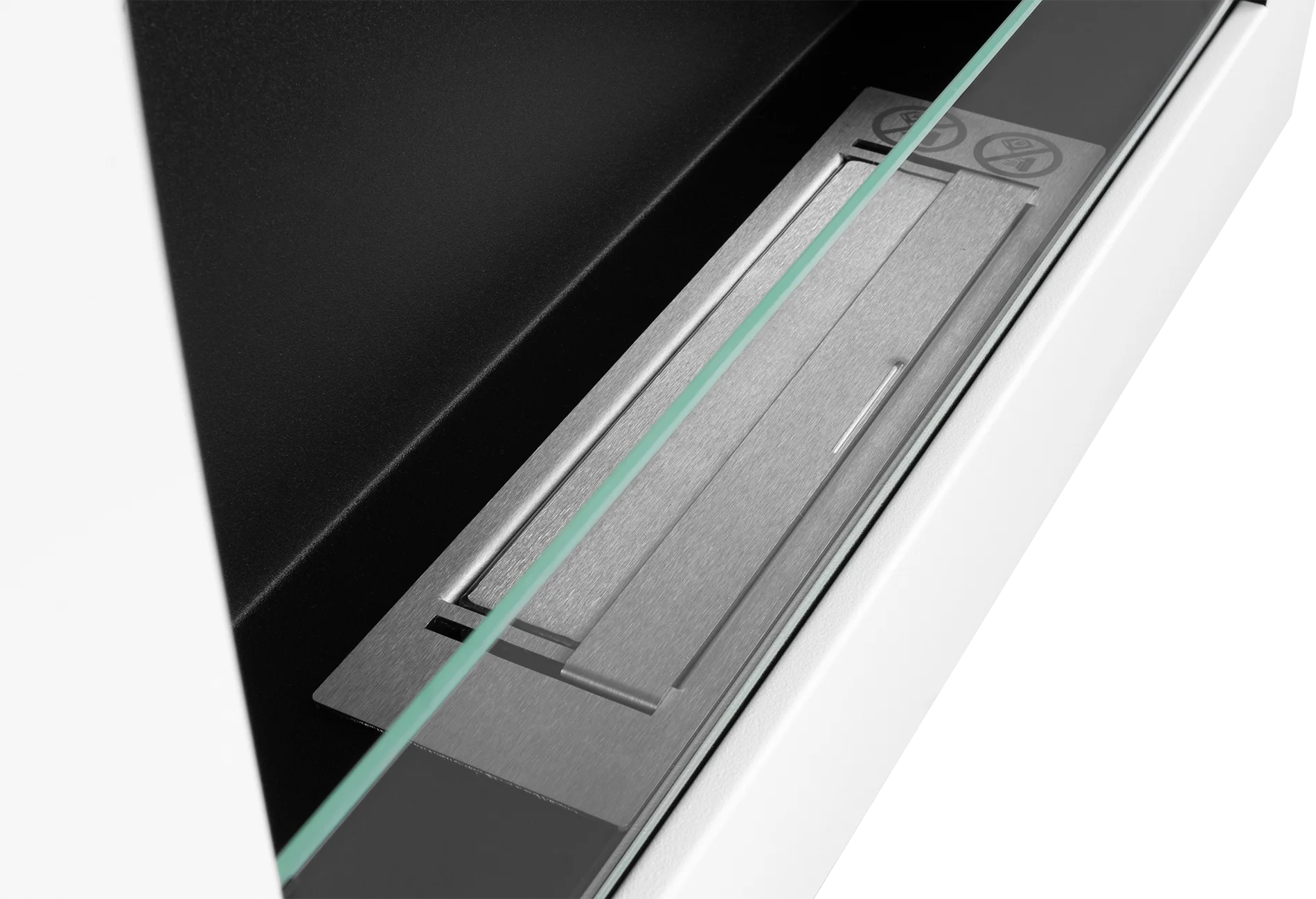 Close-up of a modern biofireplace with a glass