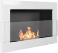 Biofireplace hanging with glass 650x400 white gloss