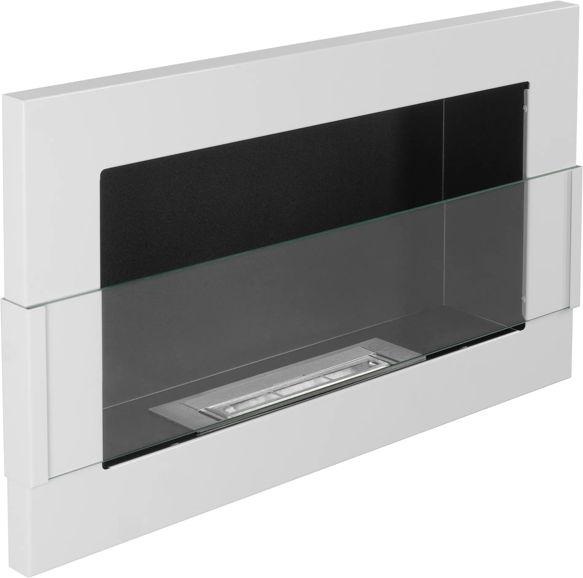Biofireplace hanging with glass 650x400 white gloss