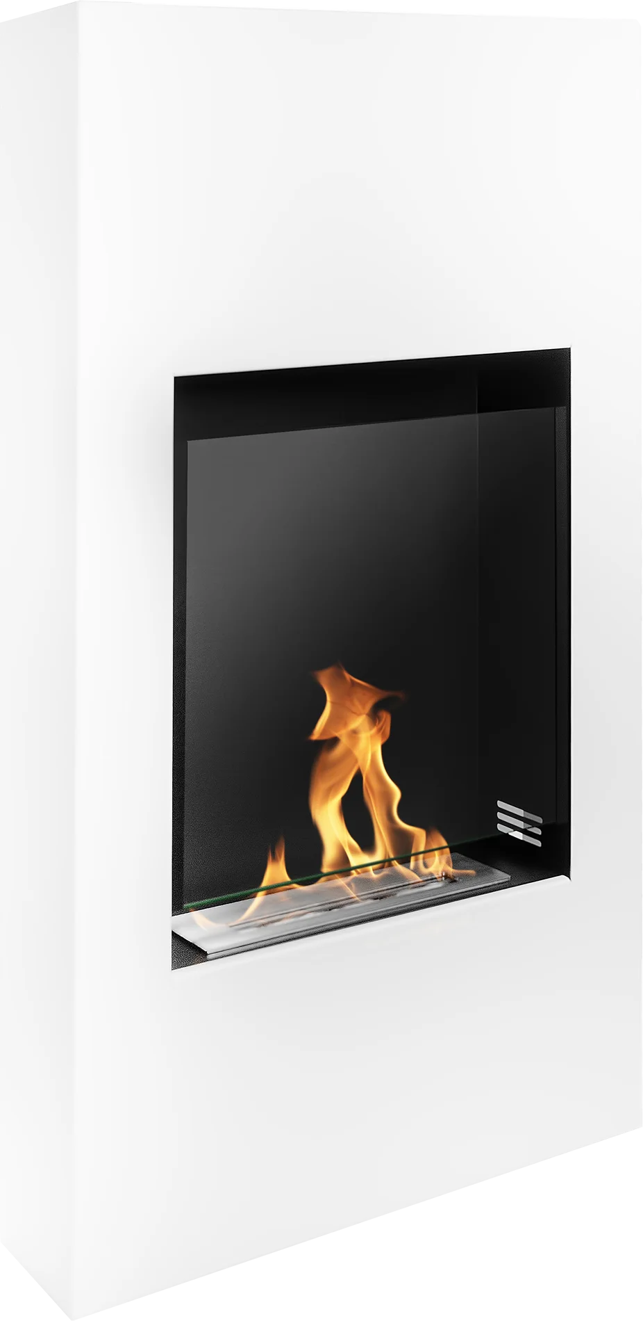 PORTAL Bio Fireplace Modern Matte White with Glass