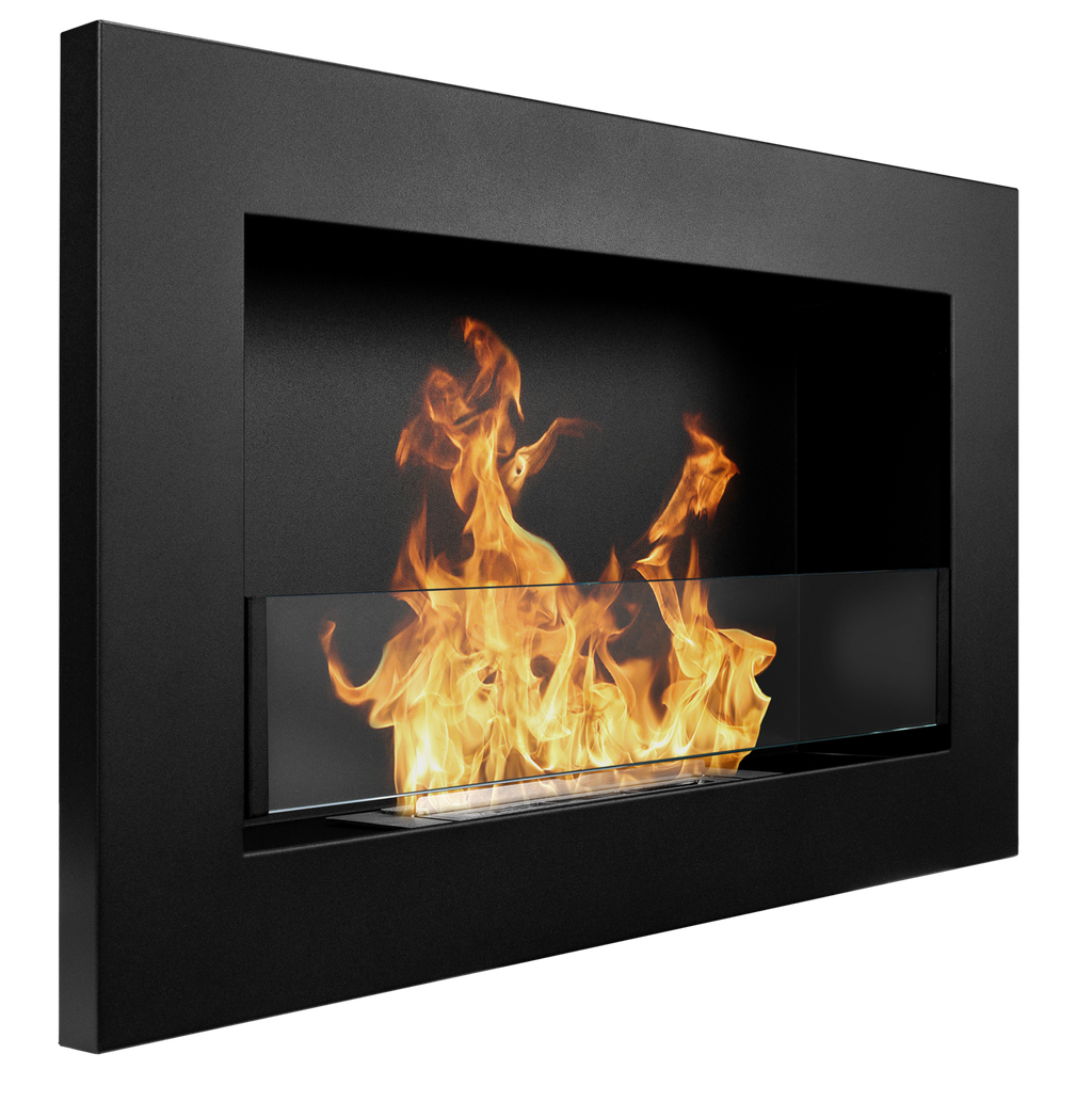 Hanging Bio Fireplace with Glass 650x400 Slim Black Structural