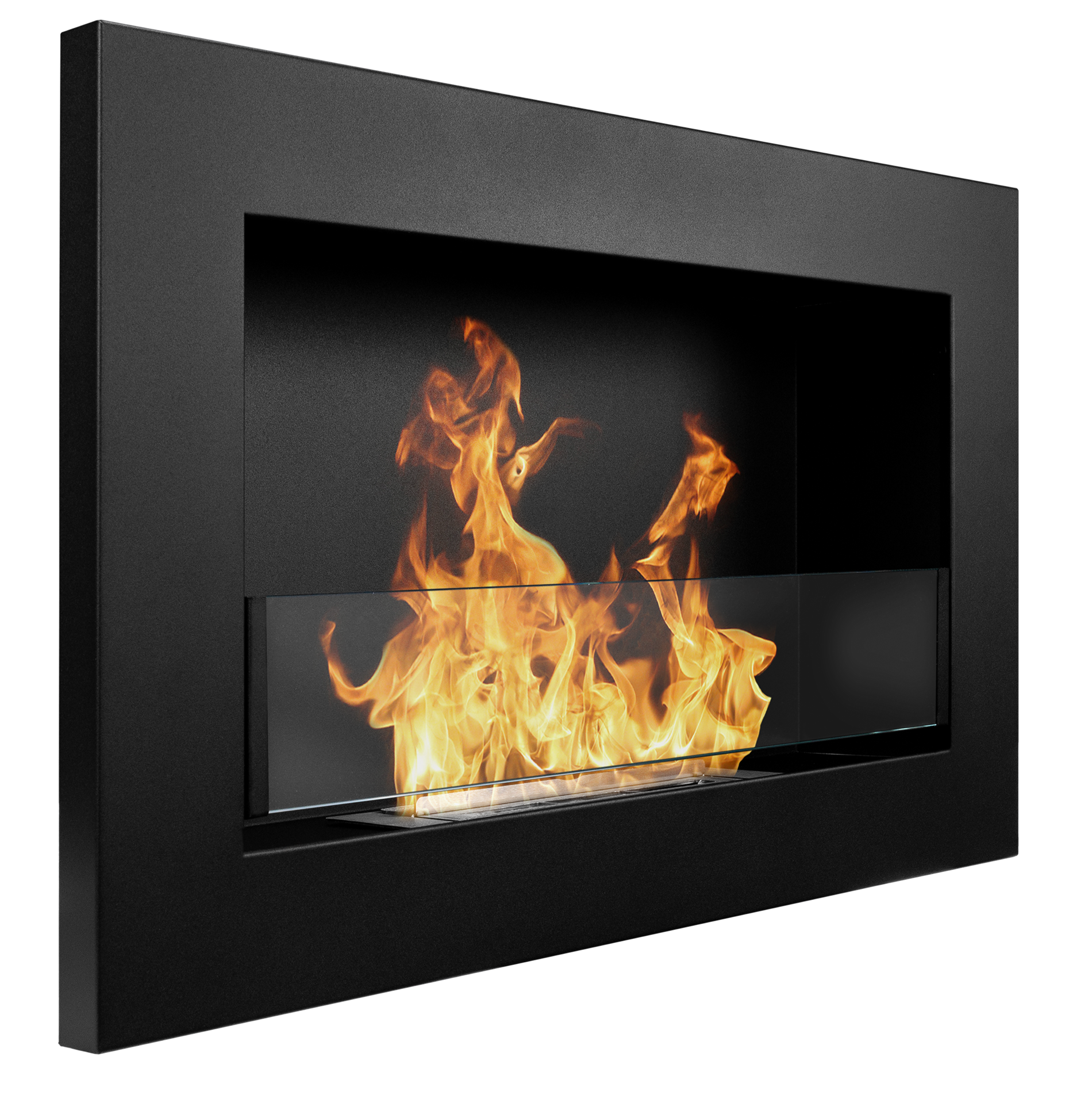 Hanging Bio Fireplace with Glass 650x400 Slim Black Structural