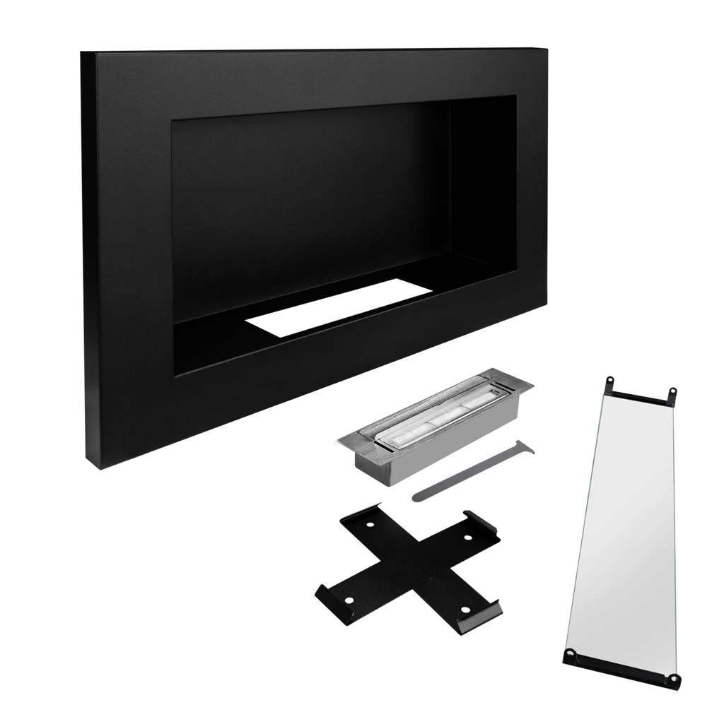 Hanging Bio Fireplace with Glass 650x400 Slim Black Structural