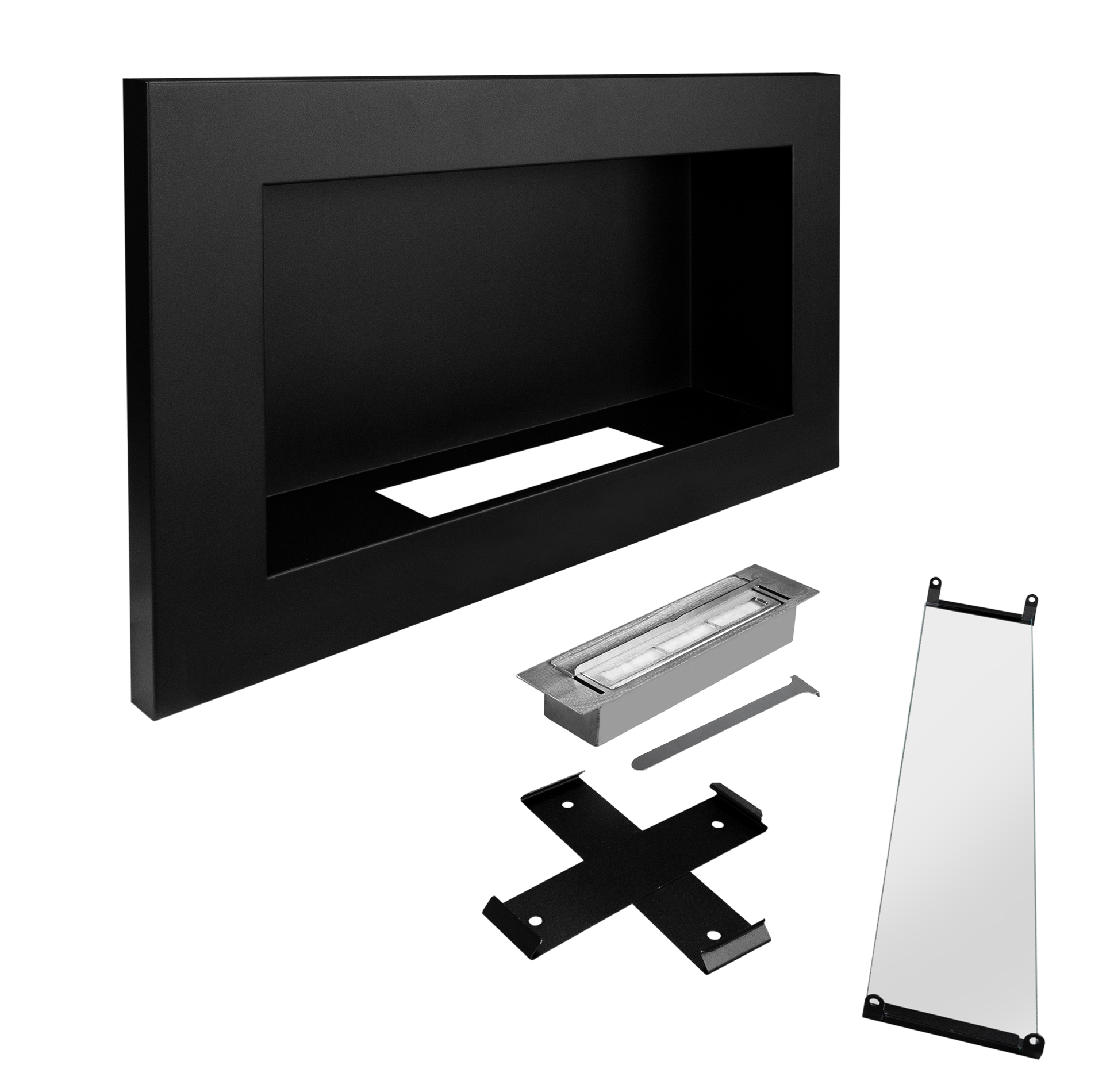 Hanging Bio Fireplace with Glass 650x400 Slim Black Structural