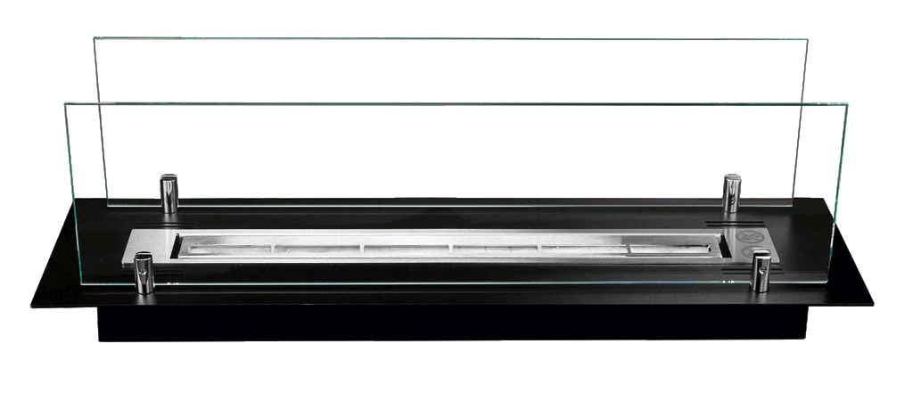 Biofireplace built-in insert 65 cm black matte with glass