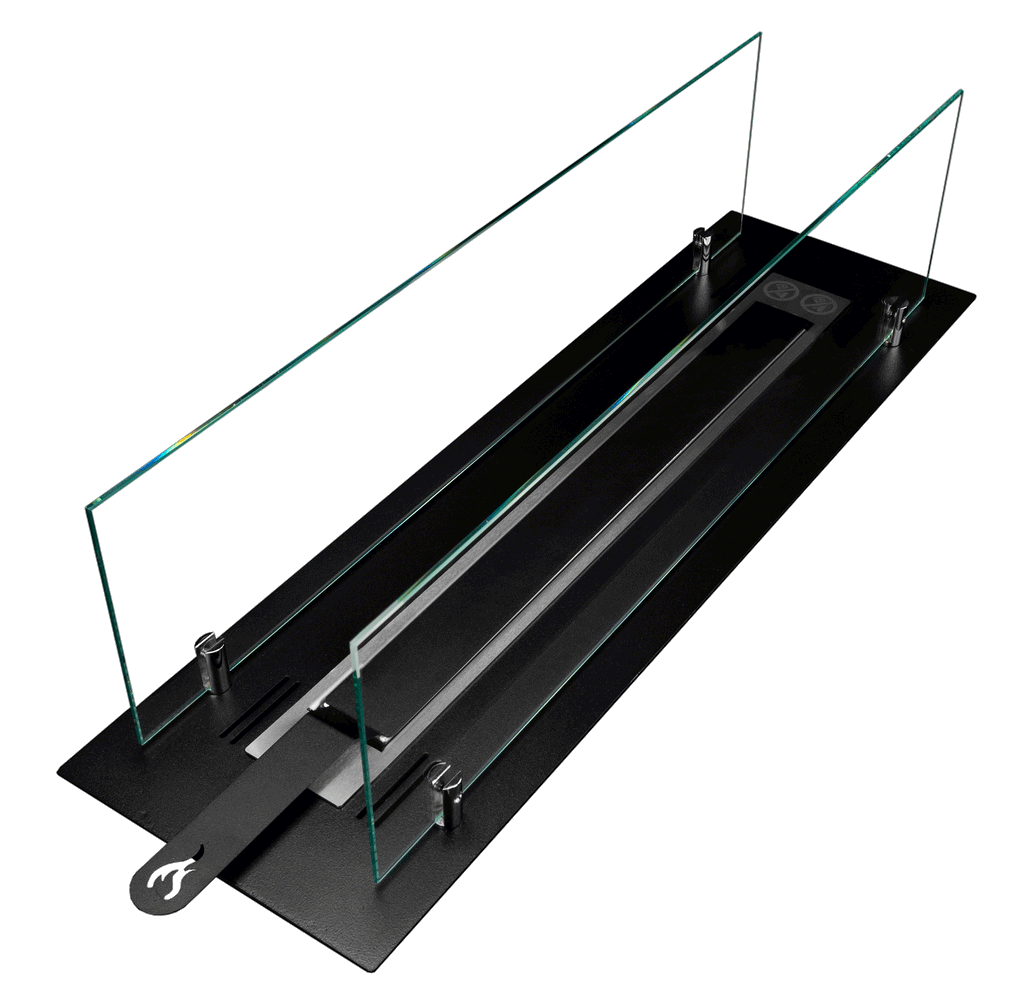 Biofireplace built-in insert 65 cm black matte with glass