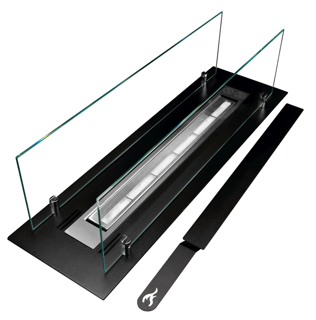 Biofireplace built-in insert 65 cm black matte with glass