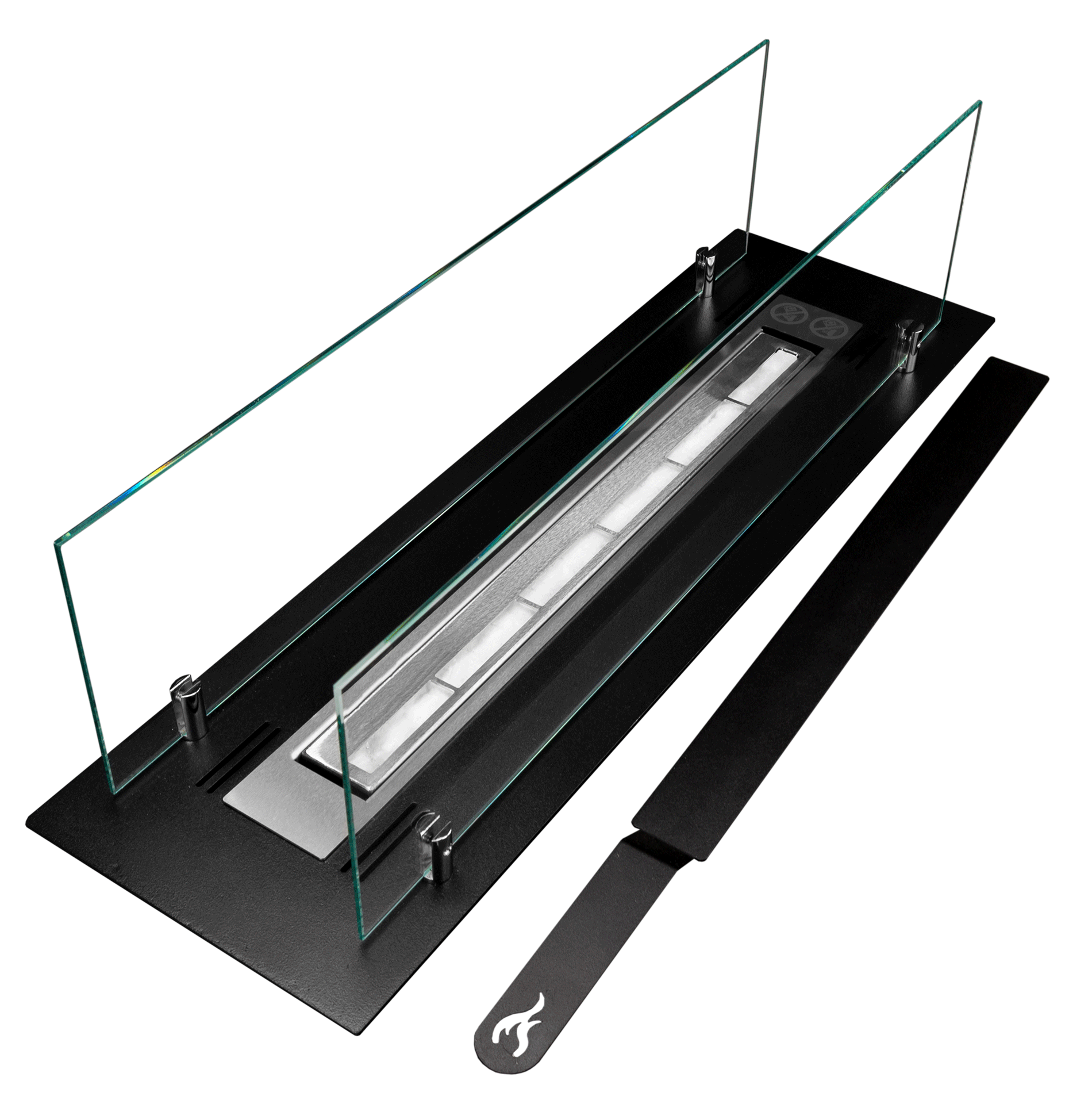 Biofireplace built-in insert 65 cm black matte with glass