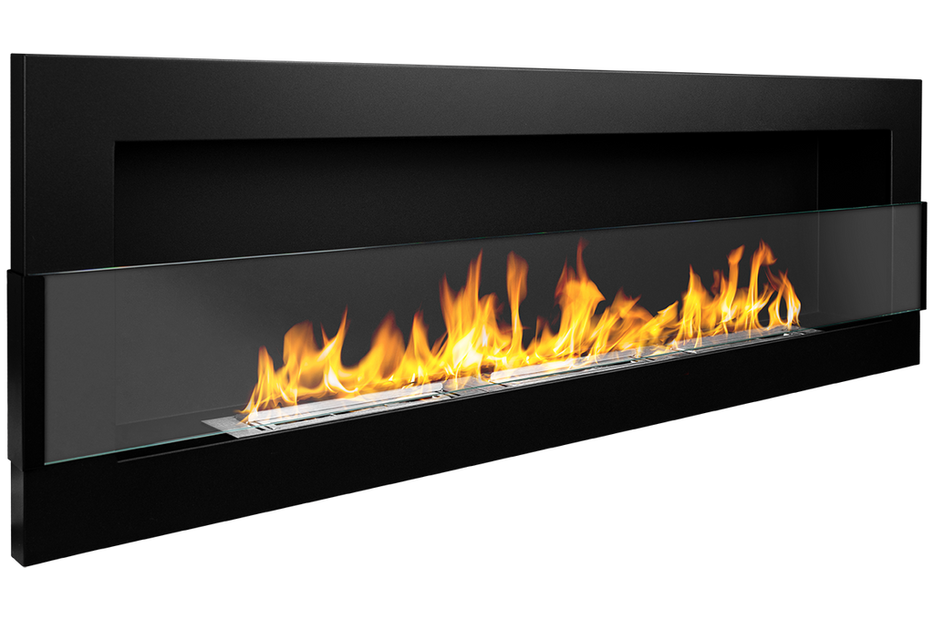 Biofireplace hanging with glass 1200x400 black structural matte