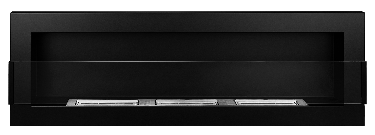 Biofireplace hanging with glass 1200x400 black structural matte