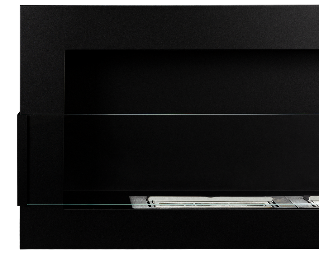 Biofireplace hanging with glass 1200x400 black structural matte
