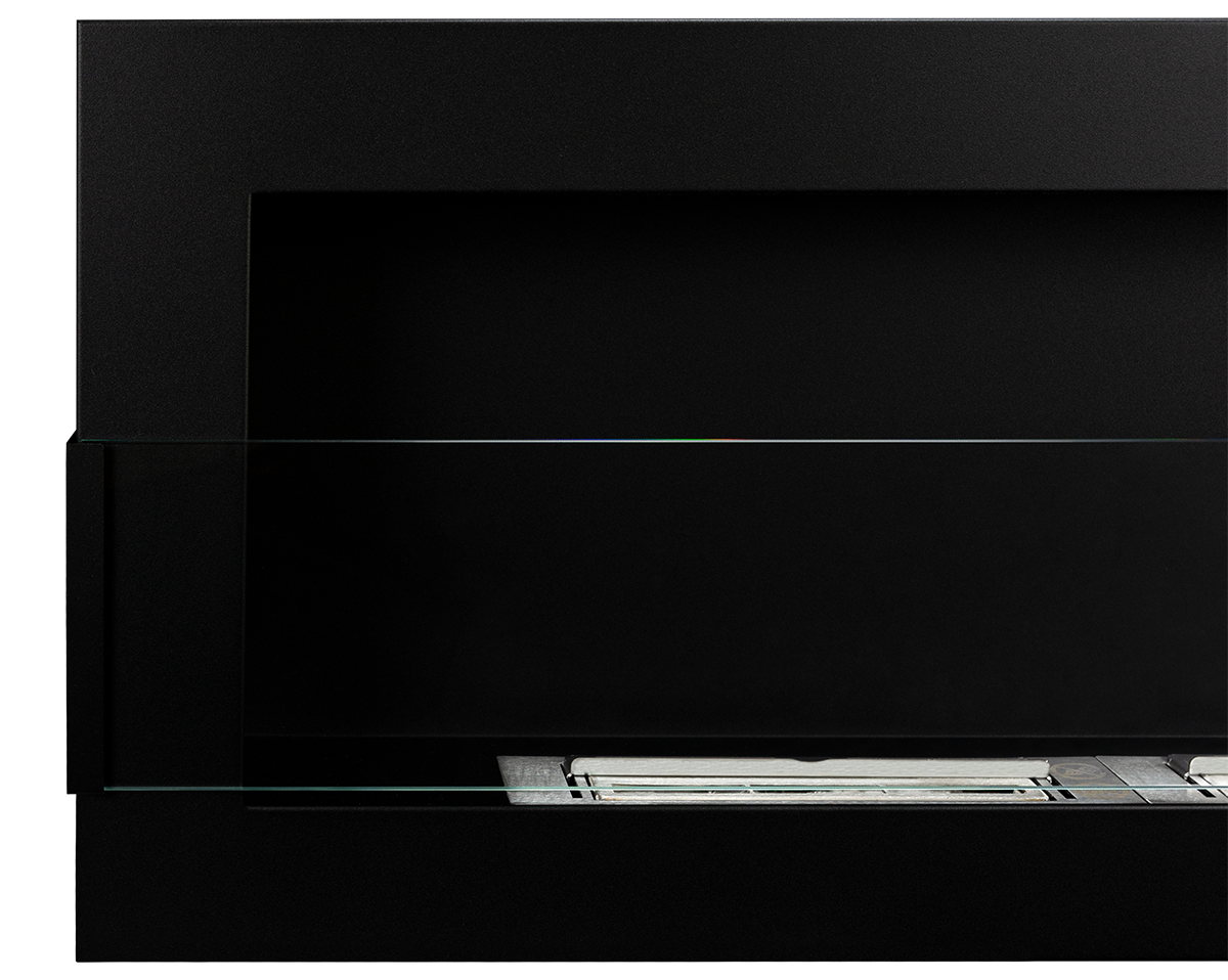 Biofireplace hanging with glass 1200x400 black structural matte