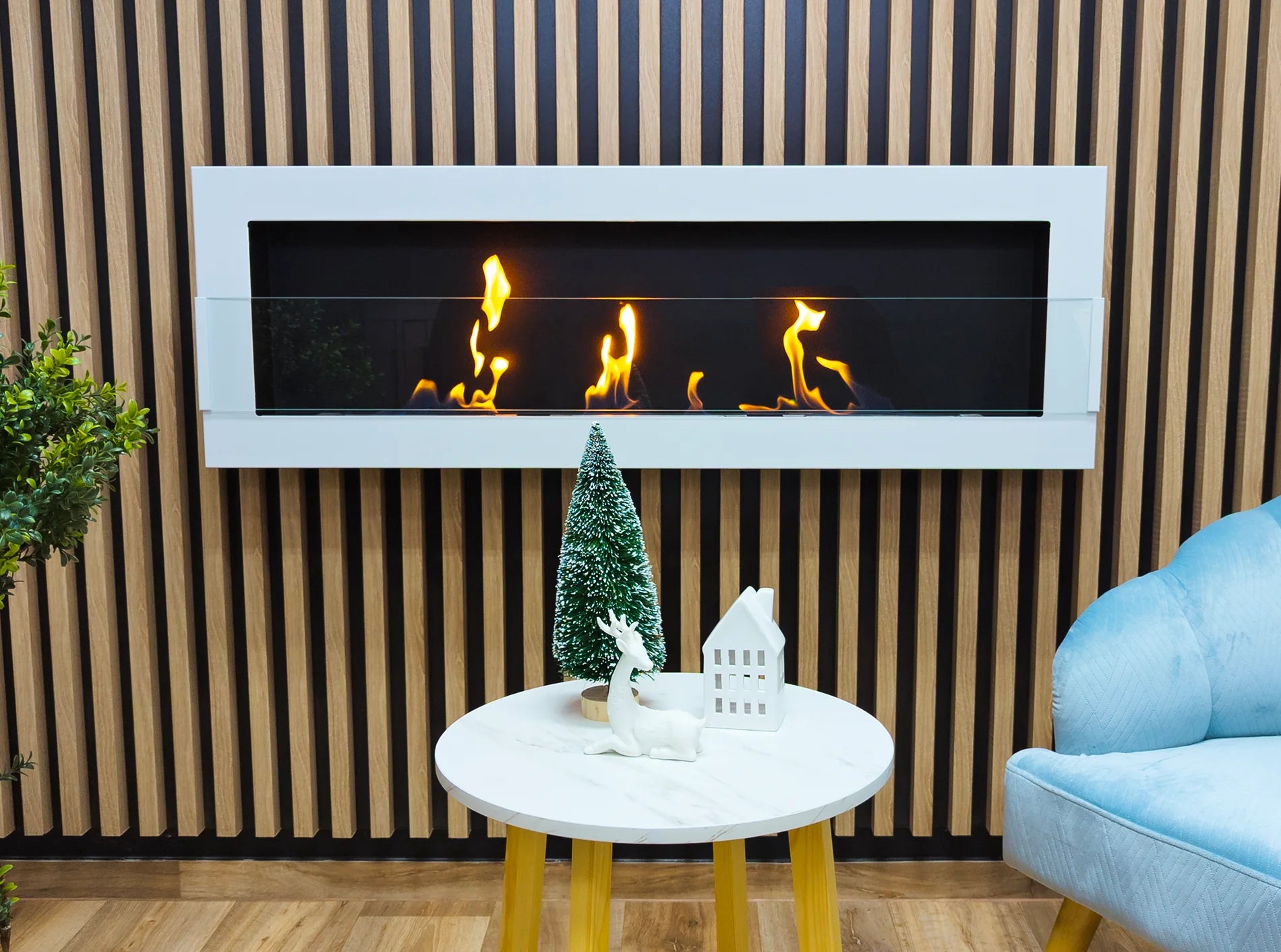 Biofireplace hanging 1200x400 white gloss with glass