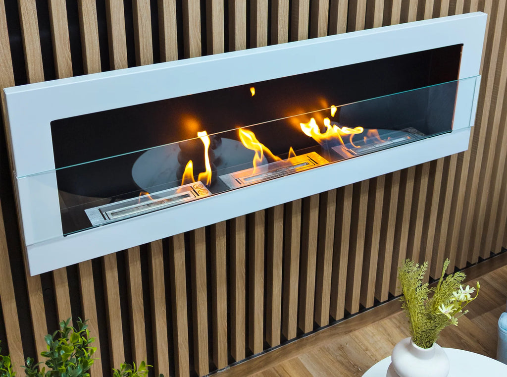 Biofireplace hanging 1200x400 white gloss with glass